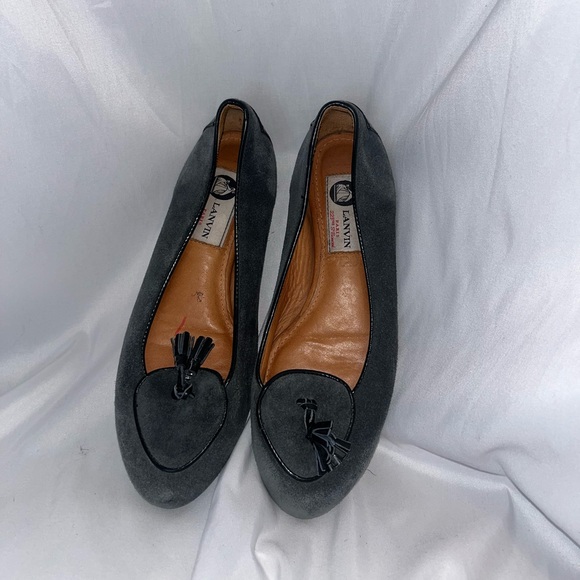 Lanvin Shoes - Gray suede Lanvin loafers with tassels